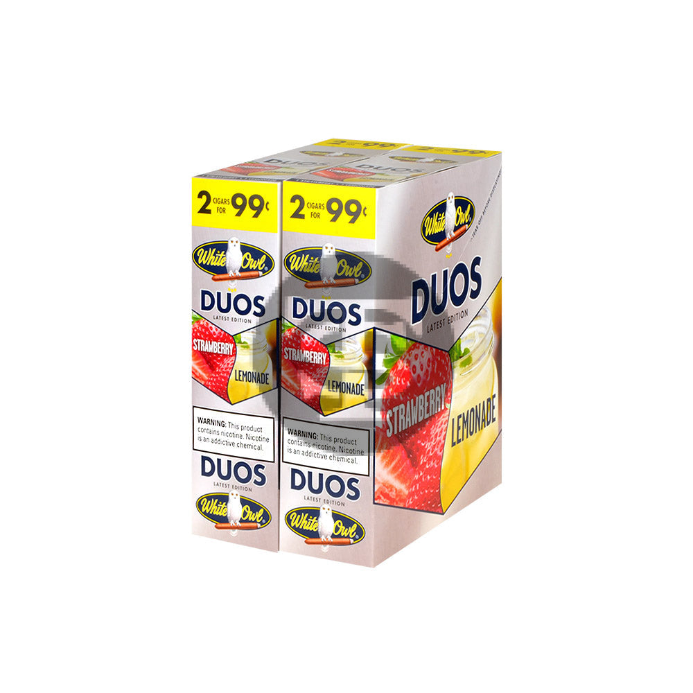 White Owl Cigarillos 99 Cent Pre Priced 30 Packs of 2 Cigars Duos Strawberry/Lemonade 1