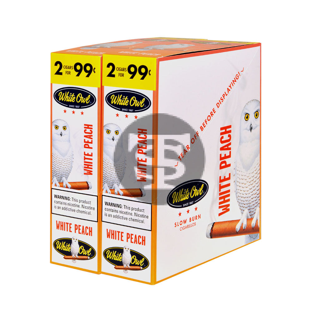 White Owl Cigarillos 99 Cent Pre Priced 30 Packs of 2 Cigars White Peach