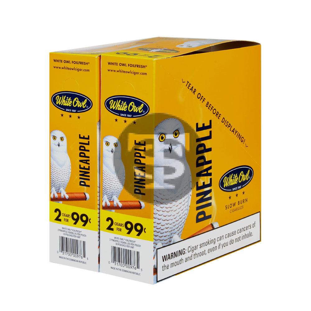 White Owl Cigarillos 99 Cent Pre Priced 30 Packs of 2 Cigars Pineapple