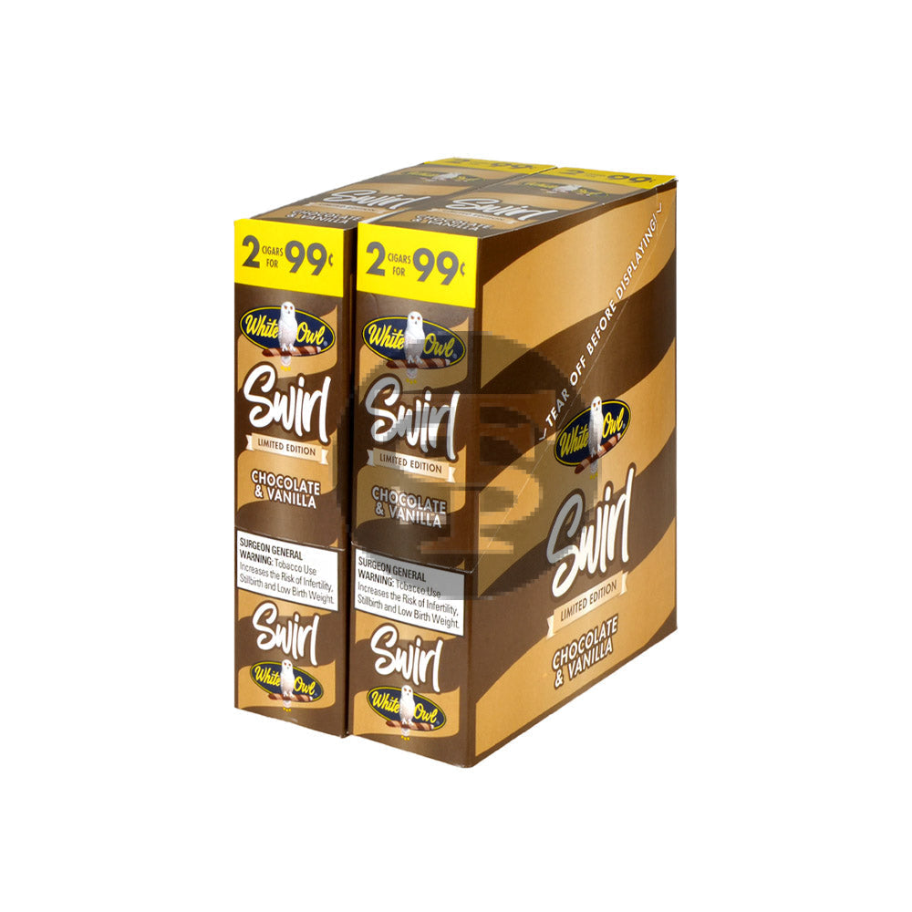 White Owl Cigarillos 99 Cent Pre Priced 30 Packs of 2 Cigars Swirl Chocolate&Vanilla 1