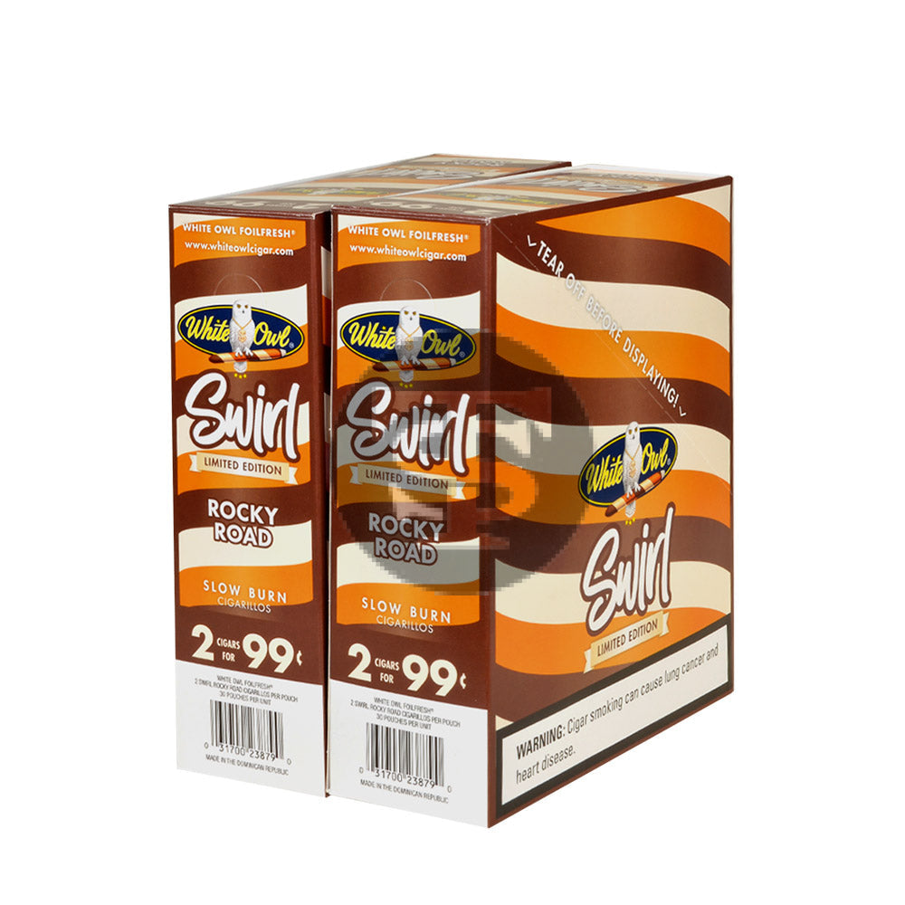 White Owl Cigarillos 99 Cent Pre Priced 30 Packs of 2 Cigars Swirl Rocky Road