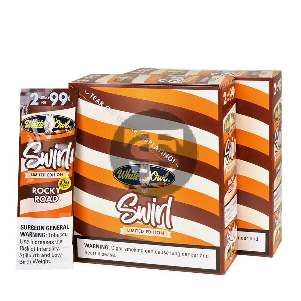 White Owl Cigarillos 99 Cent Pre Priced 30 Packs of 2 Cigars Swirl Rocky Road