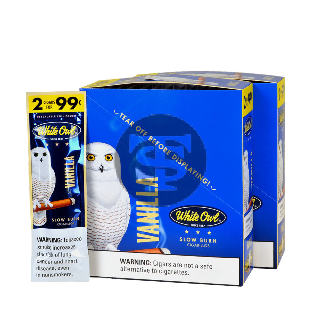 White Owl Cigarillos 99 Cent Pre Priced 30 Packs of 2 Cigars Vanilla