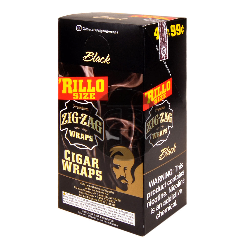Zig Zag Rillo Size Cigar Wraps 4 for 99 Cents 15 Pouches of 4 Black