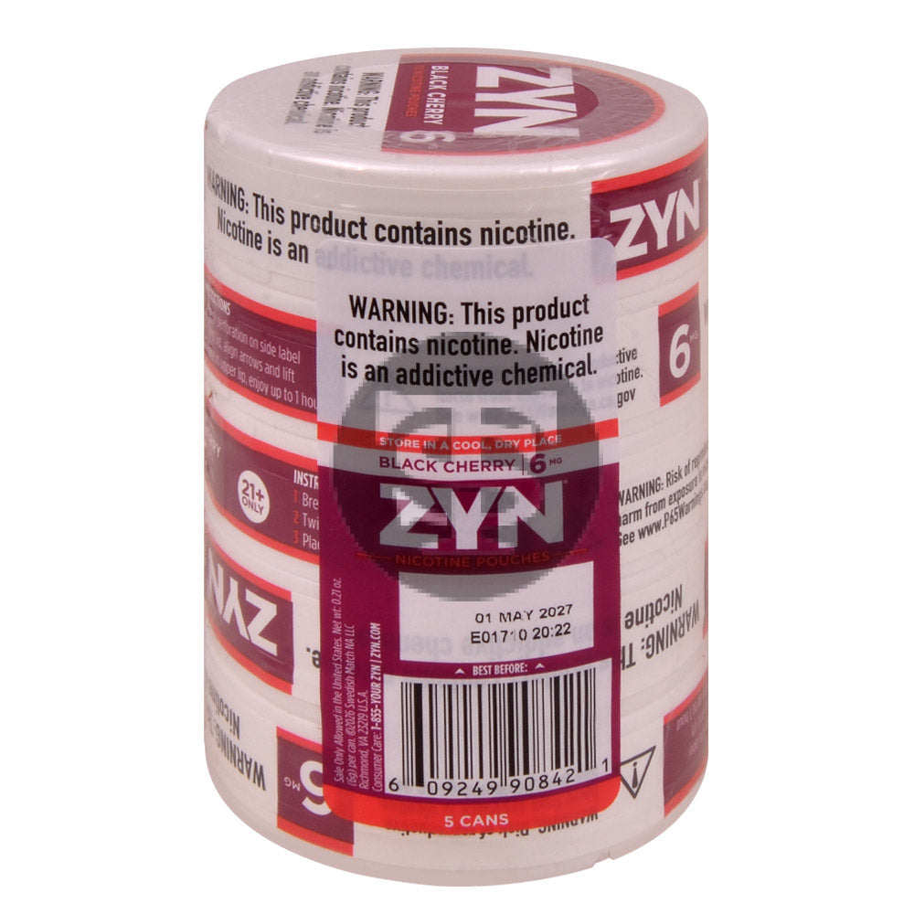 Zyn Nicotine pouches 6mg Black Cherry 5 cans