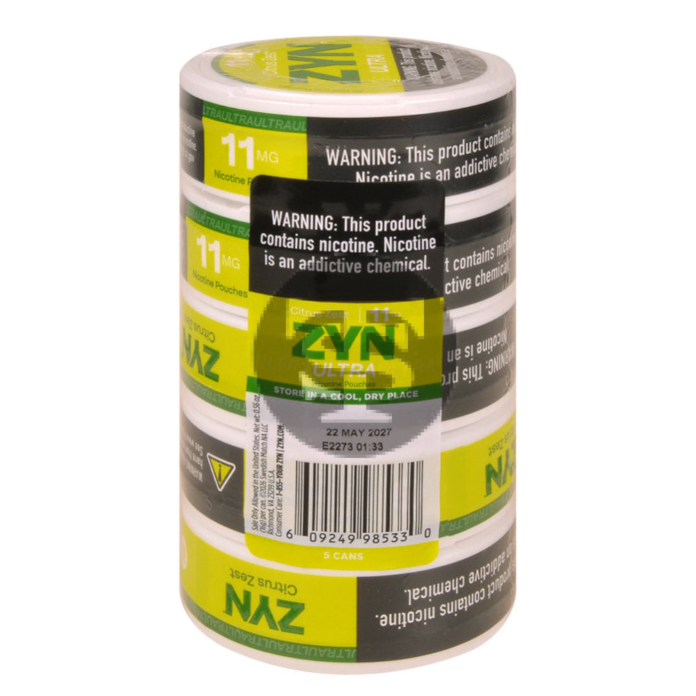 Zyn ULTRA Nicotine pouches 11mg Citrus Zest 5 cans