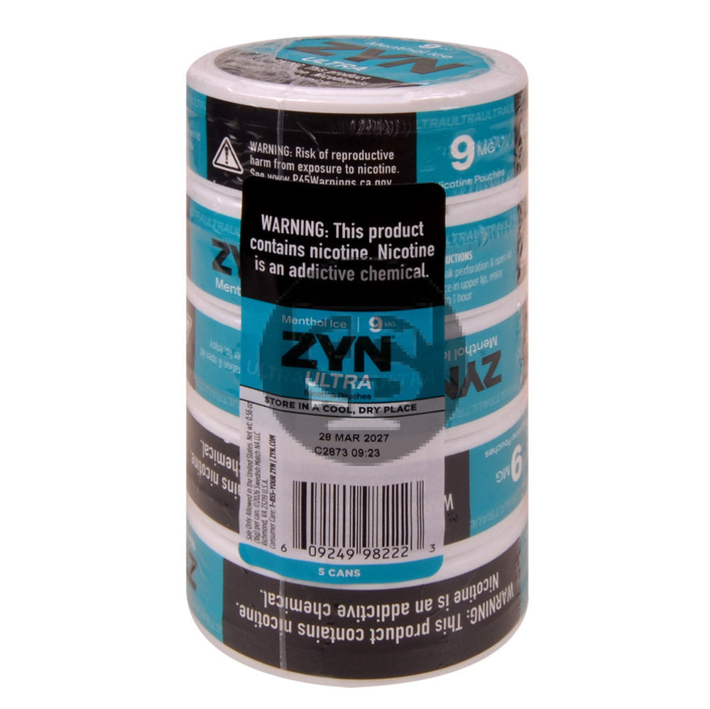 Zyn ULTRA Nicotine pouches 9mg Menthol Ice 5 cans