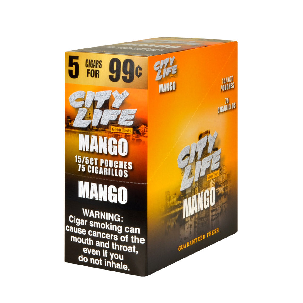 City Life Cigarillos 5 for 99 Cents Mango 15 Packs of 5 1