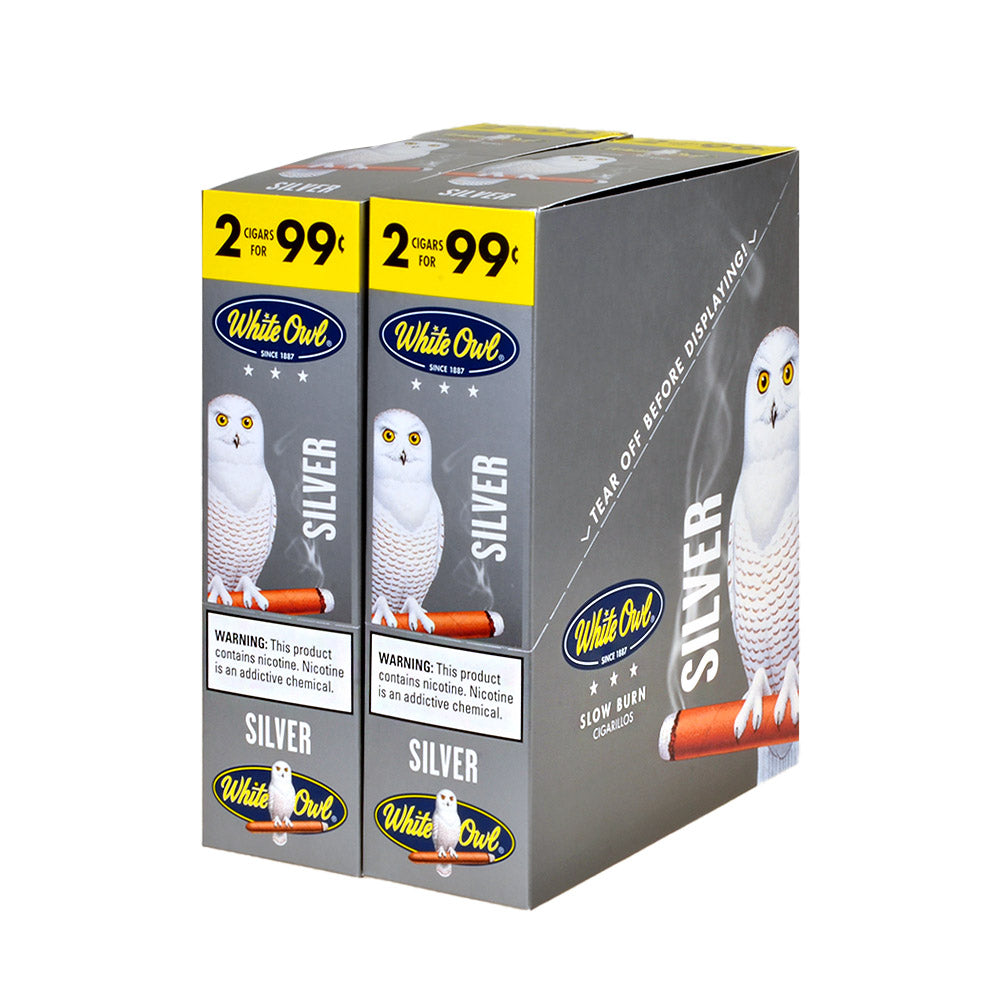 White Owl Cigarillos 99 Cent Pre Priced 30 Packs of 2 Cigars Silver 1