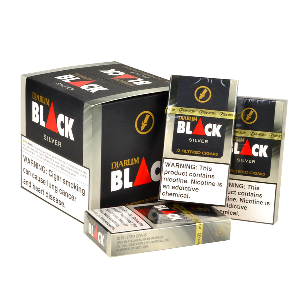 Djarum Black Silver (Ultra Smooth) Filtered Cigars 10 Packs of 12 4