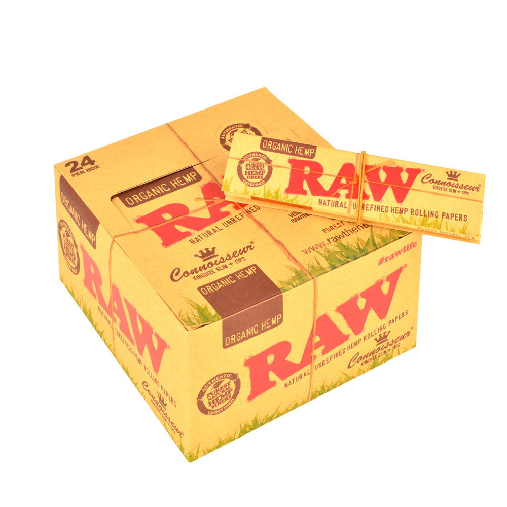 RAW Connoisseur Organic Papers With Tips King Size Slim Pack of 24 2