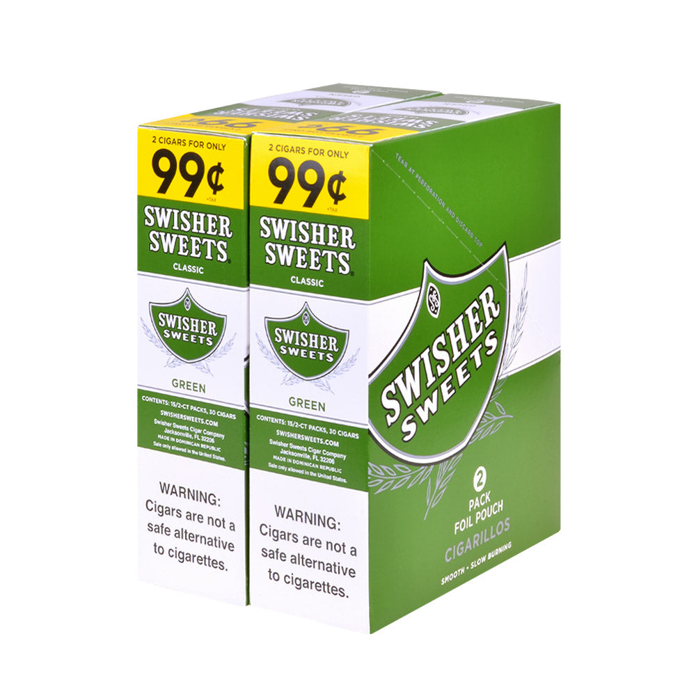 Swisher Sweets Cigarillos 99 Cent Pre Priced 30 Packs of 2 Cigars Green Sweets 2