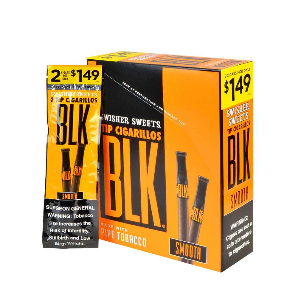Swisher Sweets BLK Tip Cigarillos 2 for $1.49 Smooth 15 pouches of 2 2