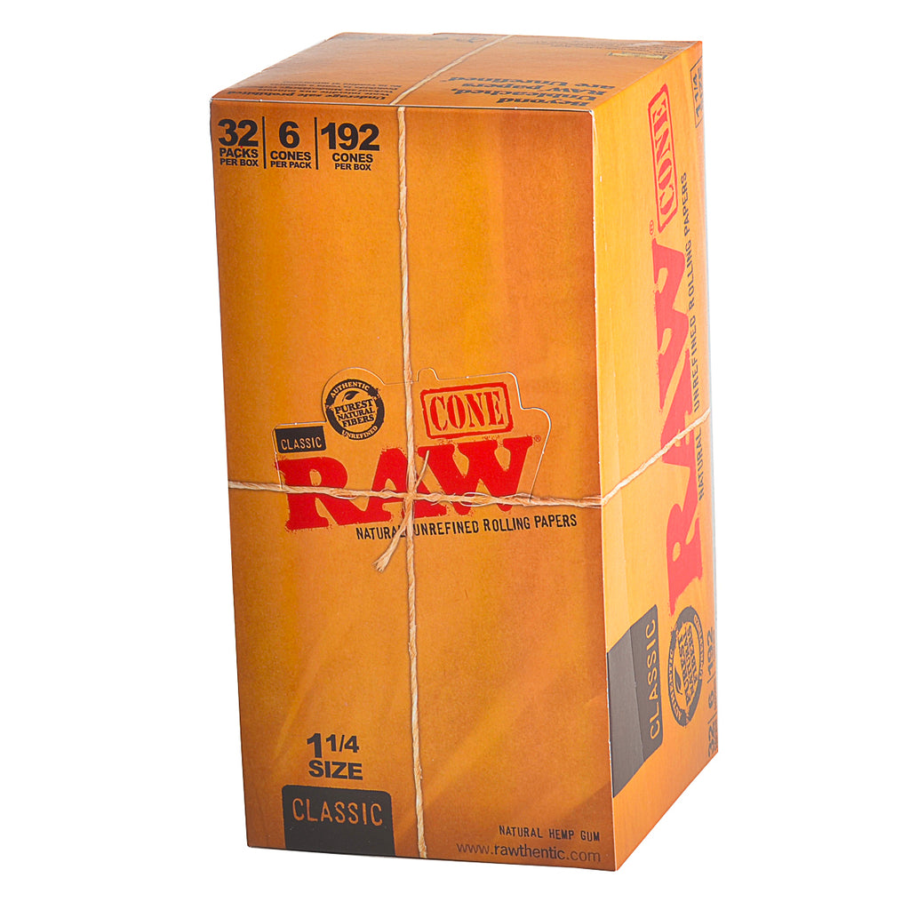 RAW Classic Pre Rolled 1 1/4 Cones 32 Packs of 6 1