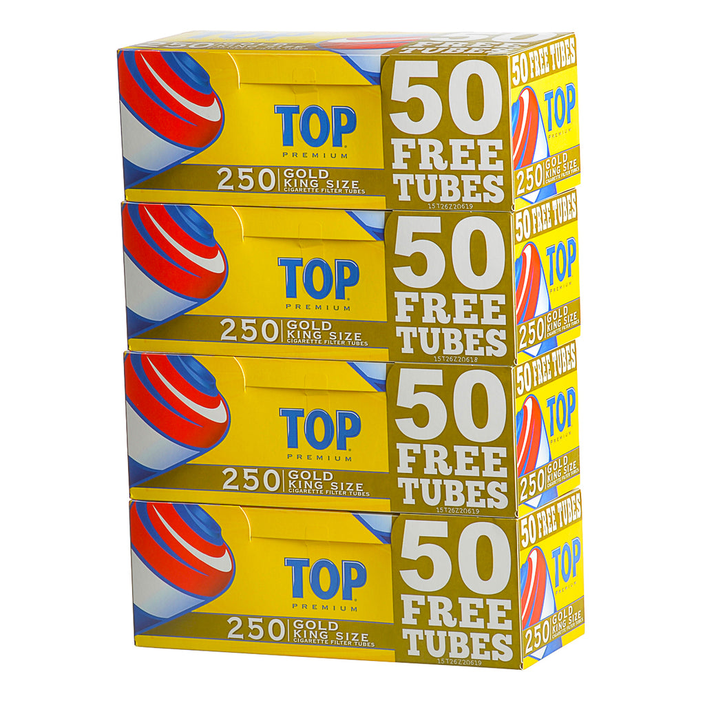 Top Premium Filter Tubes King Size Gold (Light) 4 Cartons of 250 1
