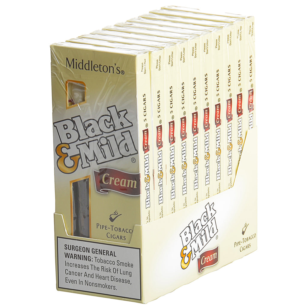 Middleton's Black & Mild Cream Cigars 10 Packs of 5 1