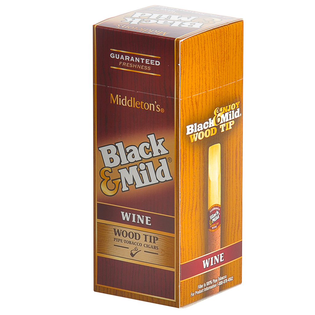 Middleton's Black & Mild Wood Tip Wine Cigars Box of 25 1