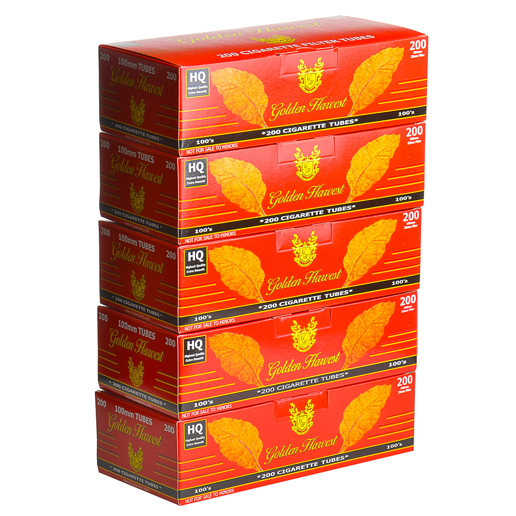 Golden Harvest Filter Tubes 100 mm Full Flavor 5 Cartons of 200 1