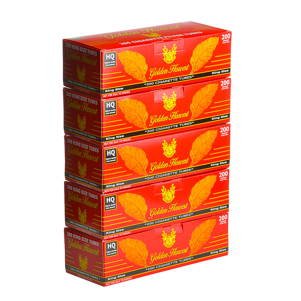 Golden Harvest Filter Tubes King Size Full Flavor 5 Cartons of 200 1
