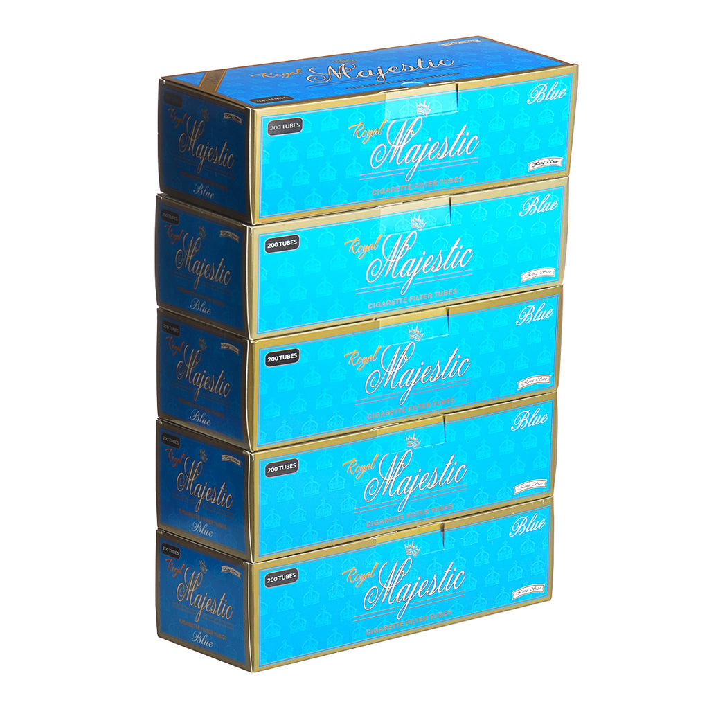 Royal Majestic Filter Tubes King Size Blue (Light) 5 Cartons of 200 1