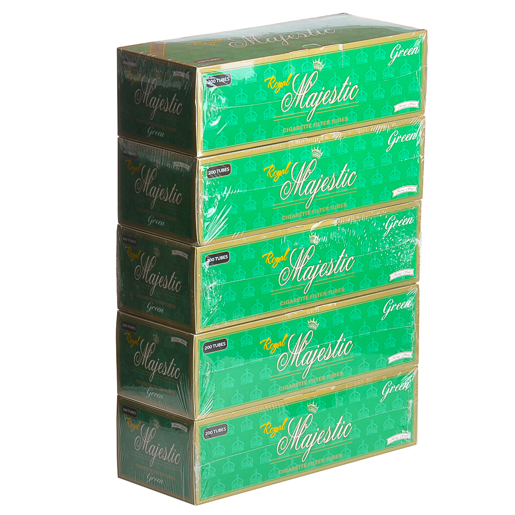 Royal Majestic Filter Tubes King Size Green (Menthol) 5 Cartons of 200 1
