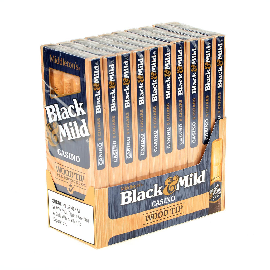 Middleton's Black & Mild Casino Wood Tip Cigars 10 Packs of 5 1