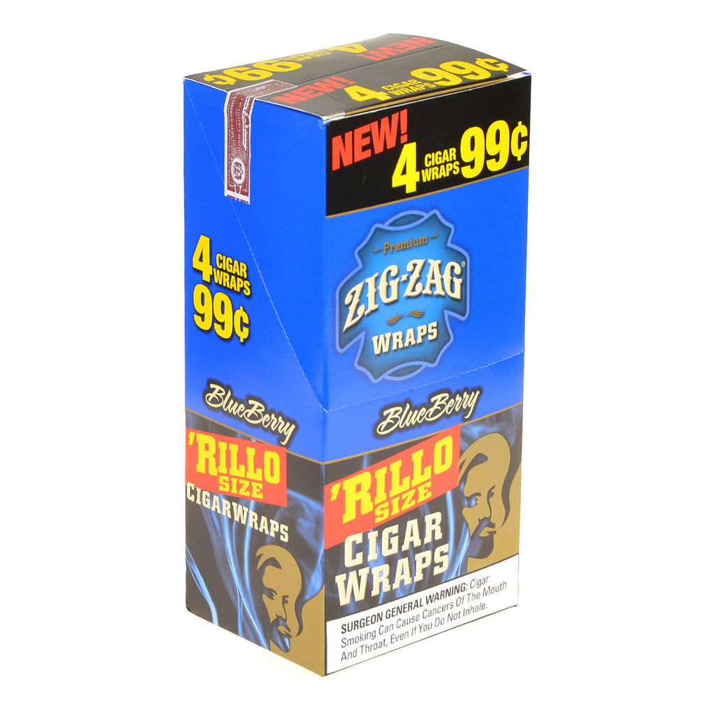 Zig Zag Rillo Size Cigar Wraps 4 for 99 Cents 15 Pouches of 4 Blueberry 1