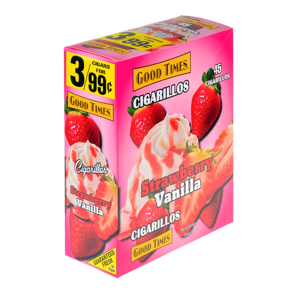 Good Times Cigarillos Strawberry Vanilla 3 for 99 Cents Pre Priced 15 Packs of 3 1