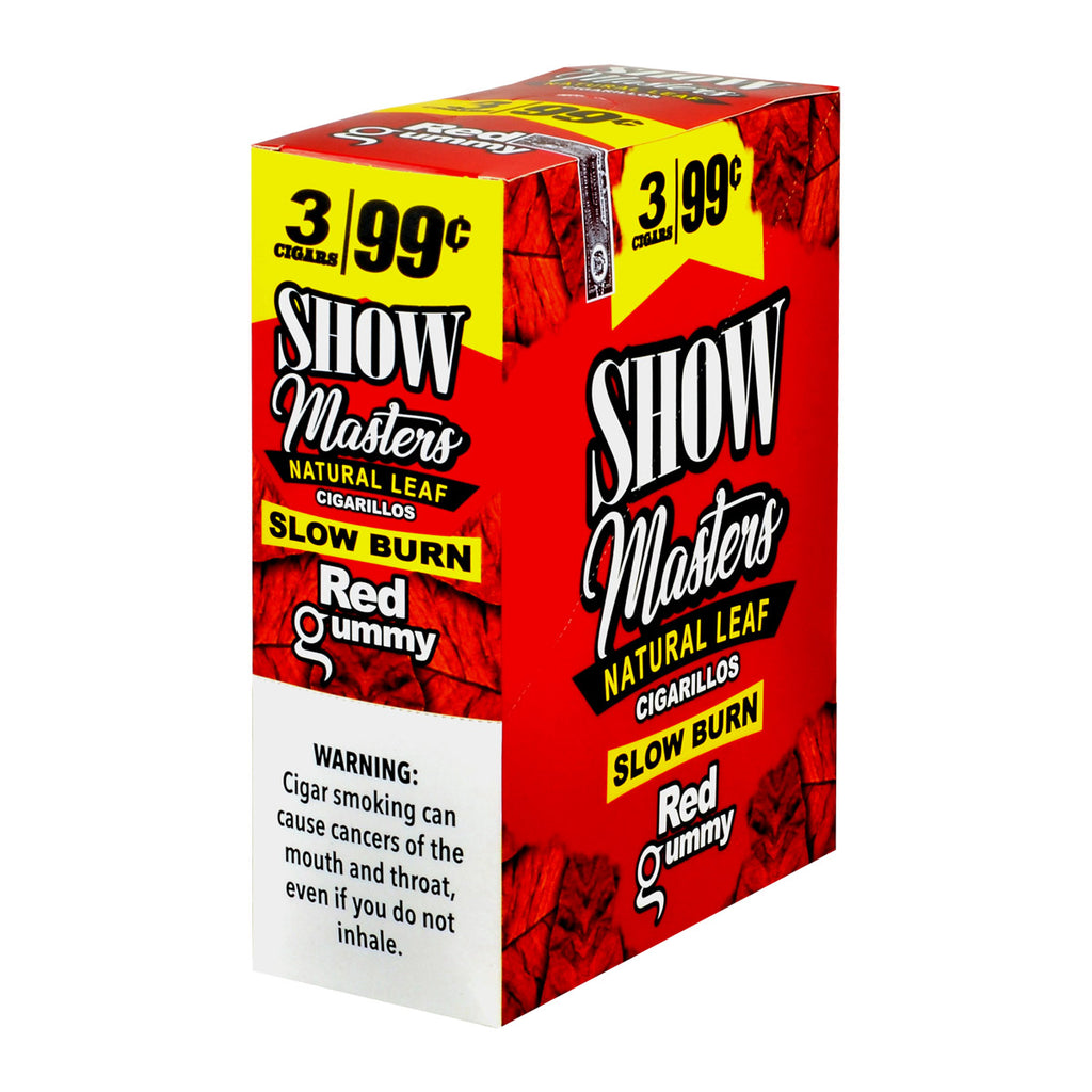 Show Master Natural Leaf Cigarillos 99 Cent Pre Priced 15 Packs of 3 Cigars Red Gummy 1