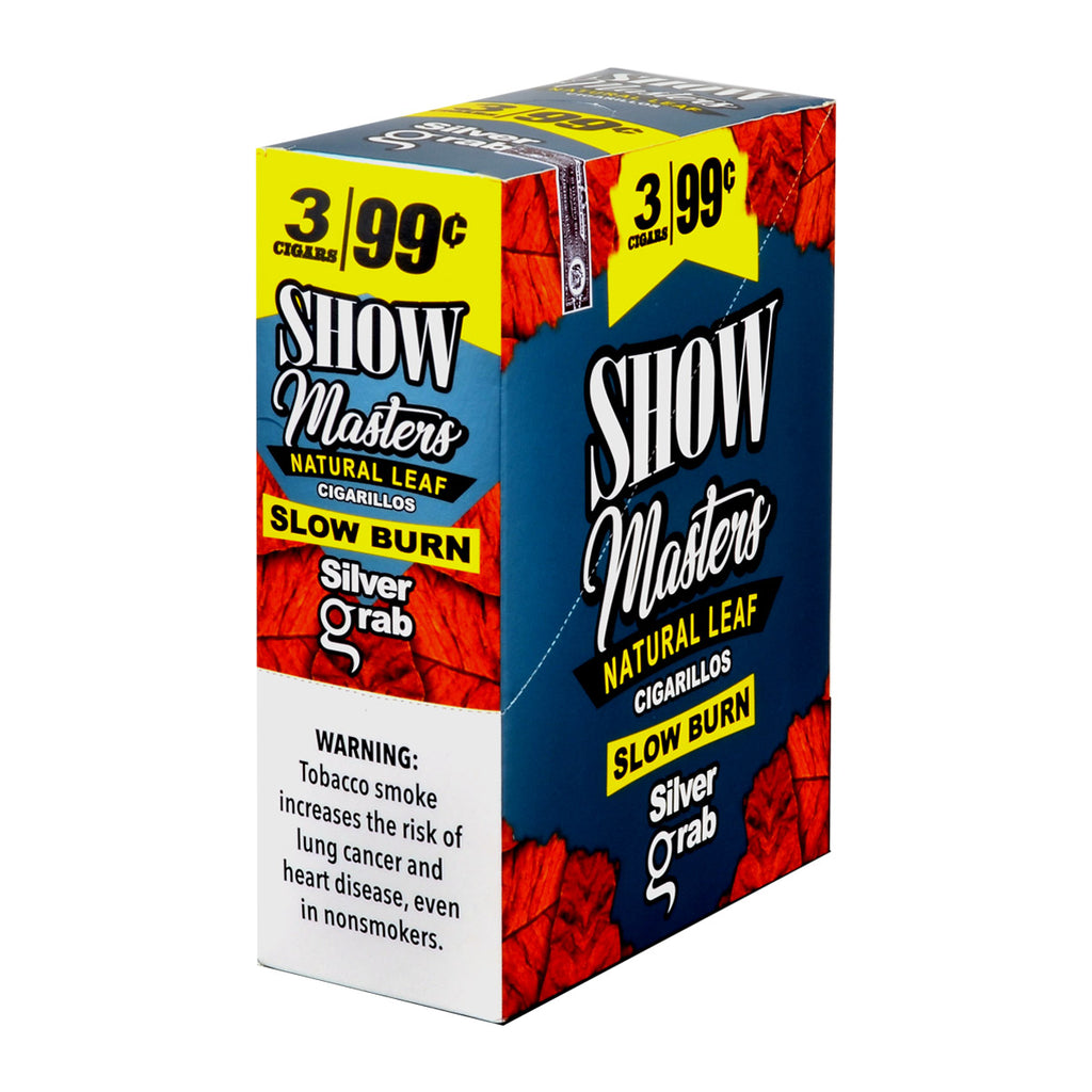 Show Master Natural Leaf Cigarillos 99 Cent Pre Priced 15 Packs of 3 Cigars Silver Grab 1
