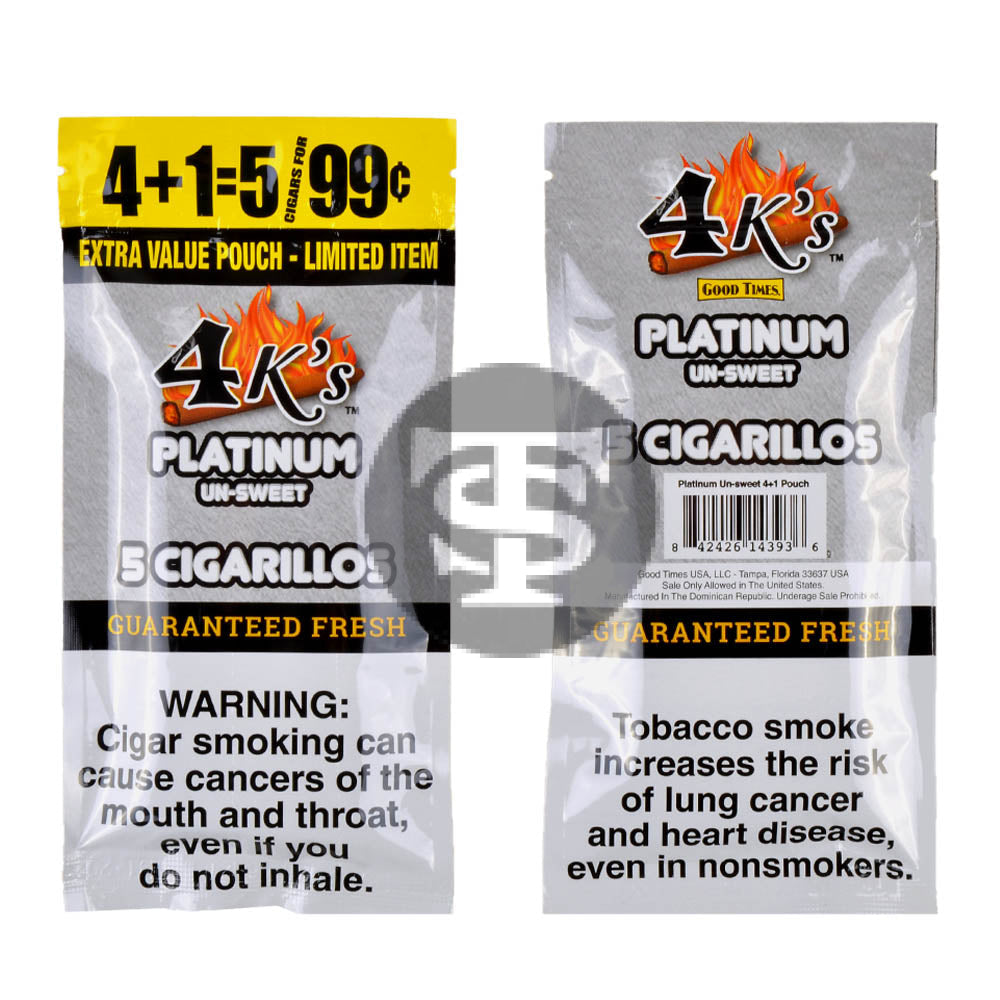 4 Kings Cigarillos 15 Packs of 4 + 1 Platinum UN-Sweet Limited
