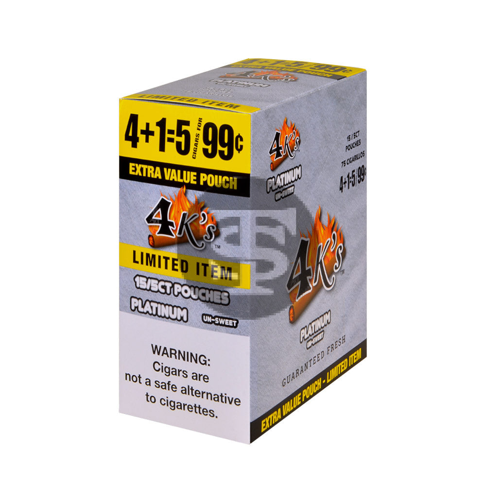 cigarette 4 pack 4 Kings Cigarillos 15 Packs of 4+1 Platinum UN-Sweet Limited – Tobacco Stock