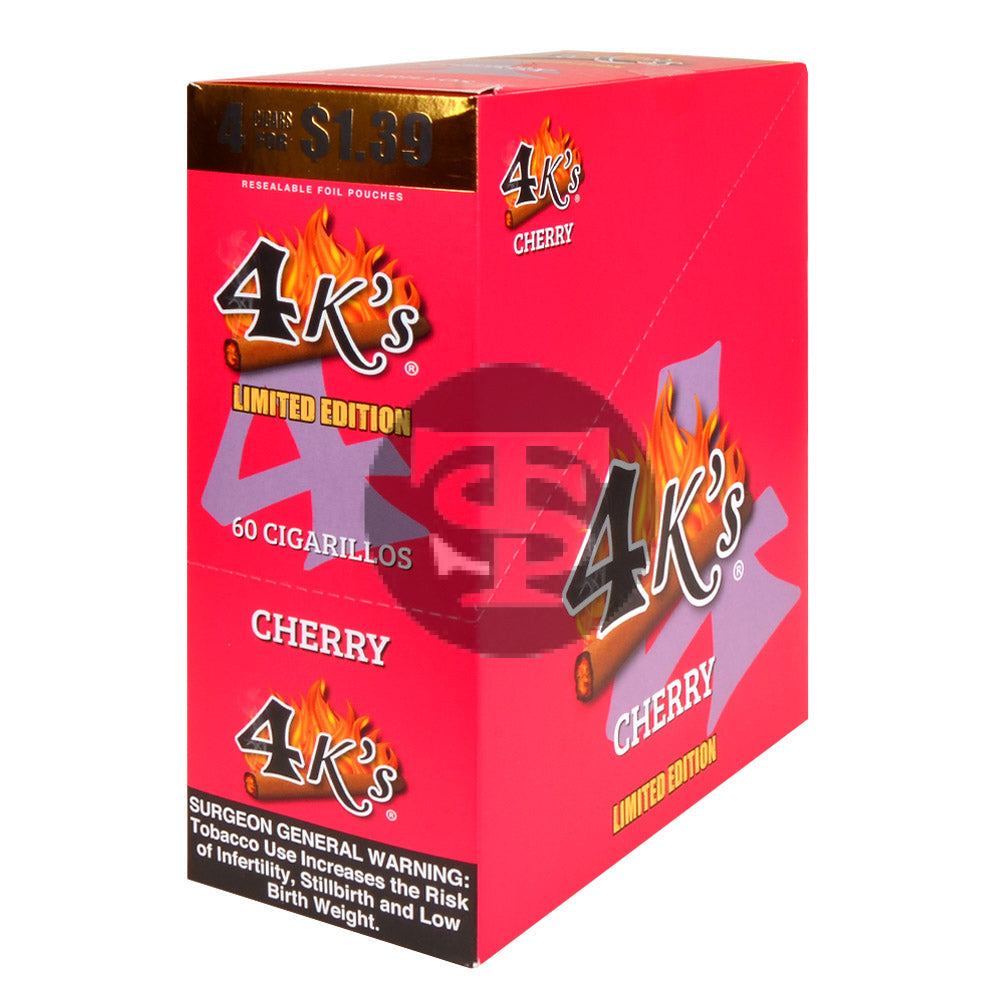 4k tobacco 4K's Cigarillo Foil Pouch, Black Diamond Pre-Priced $1.19 for 4 cigars, 15 pack Good Times 4K's Cigarillos Water