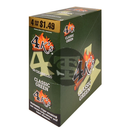 4 Kings Cigarillos 15 Packs of 4 Classic Green Pre-Priced $1.49