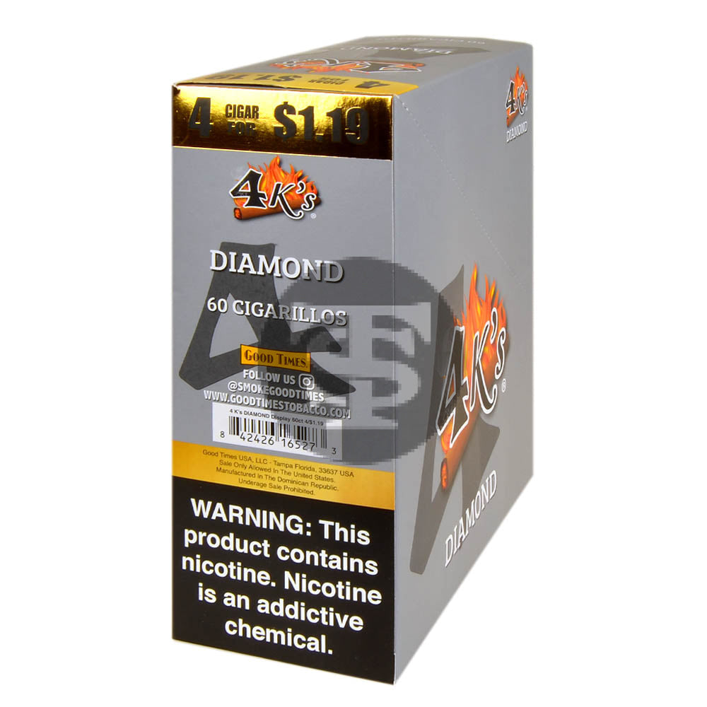 4 Kings Cigarillos | 15 Packs of 4 | Diamond | Pre-Priced $1.19