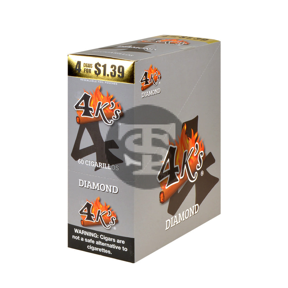 4 Kings Cigarillos 15 Packs of 4 Diamond, Pre-Priced $1.39