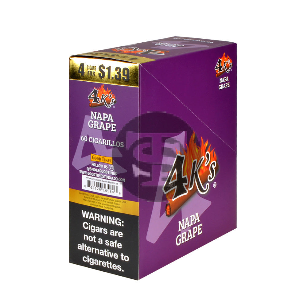 4 Kings Cigarillos 15 Packs of 4 Napa Grape Pre-Priced $1.39