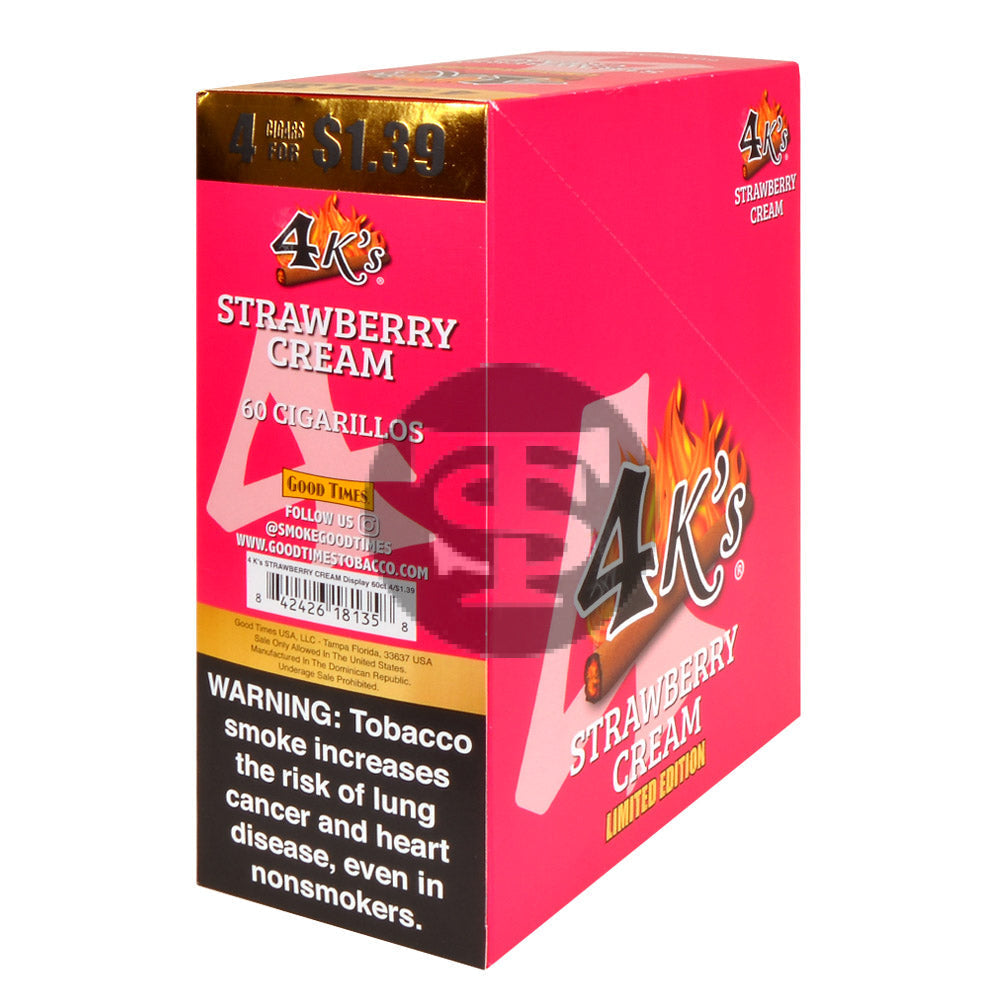 4 Kings Cigarillos 15 Packs of 4 Strawberry Cream Pre-Priced $1.39