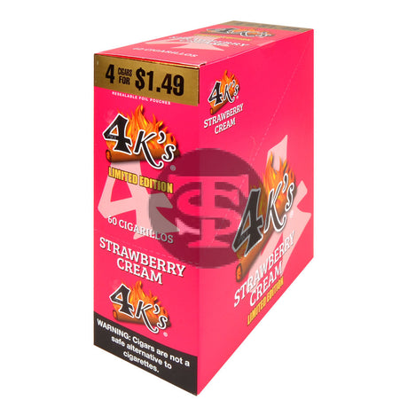 4 Kings Cigarillos 15 Packs of 4 Strawberry Cream Pre-Priced $1.49