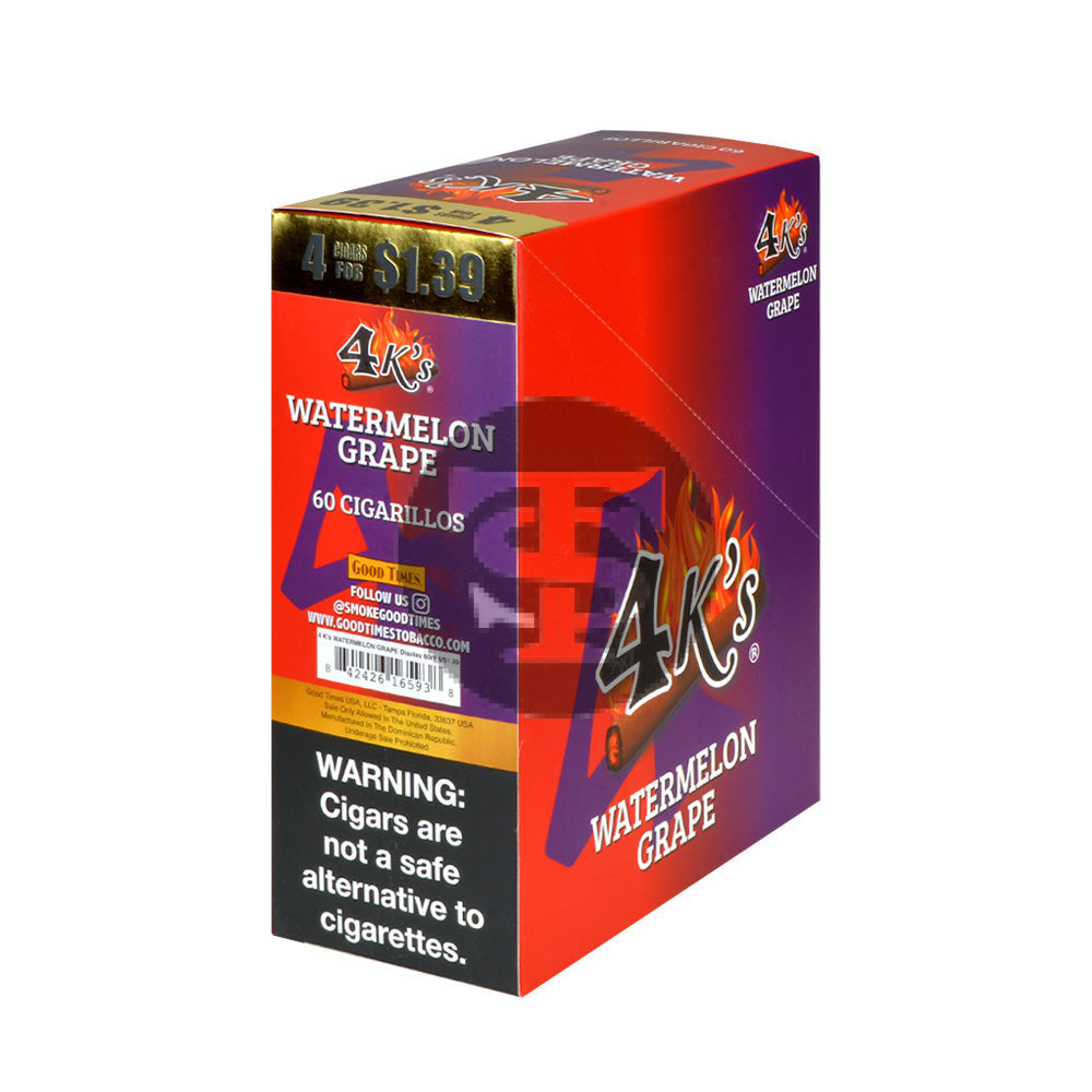 4 Kings Cigarillos 15 Packs of 4 Watermelon Grape Pre-Priced $1.39