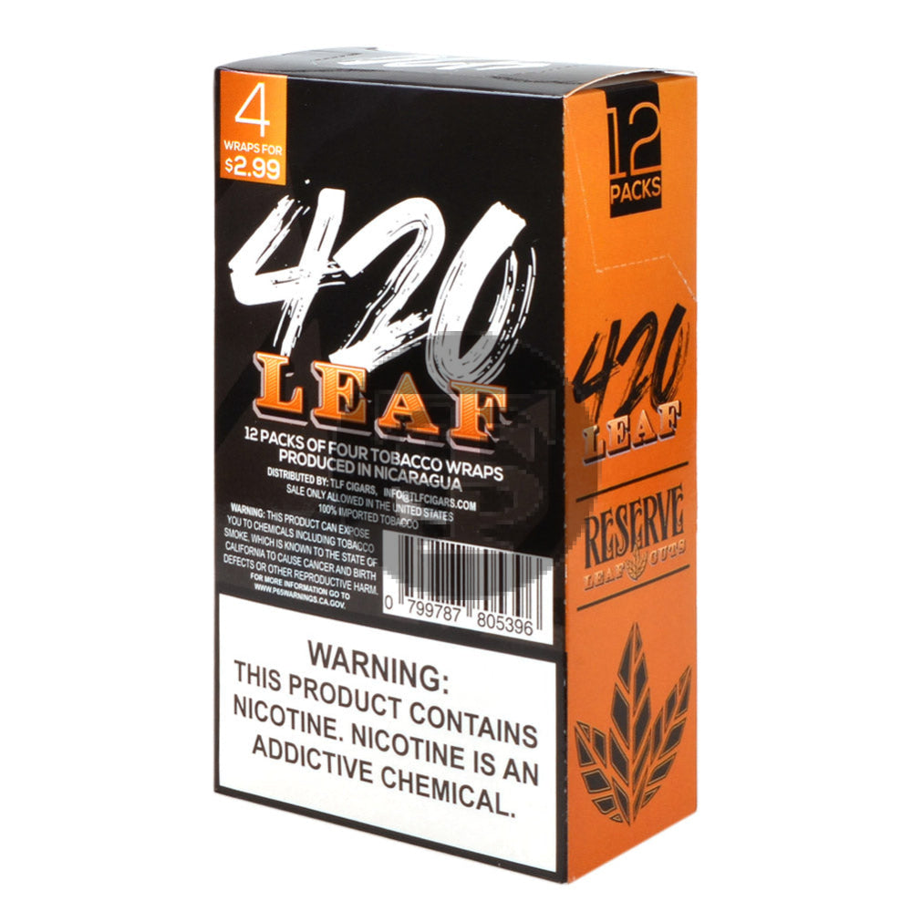 420 Leaf Wraps $2.99 Pre-Priced, 12 packs of 4 Reserve – Tobacco Stock