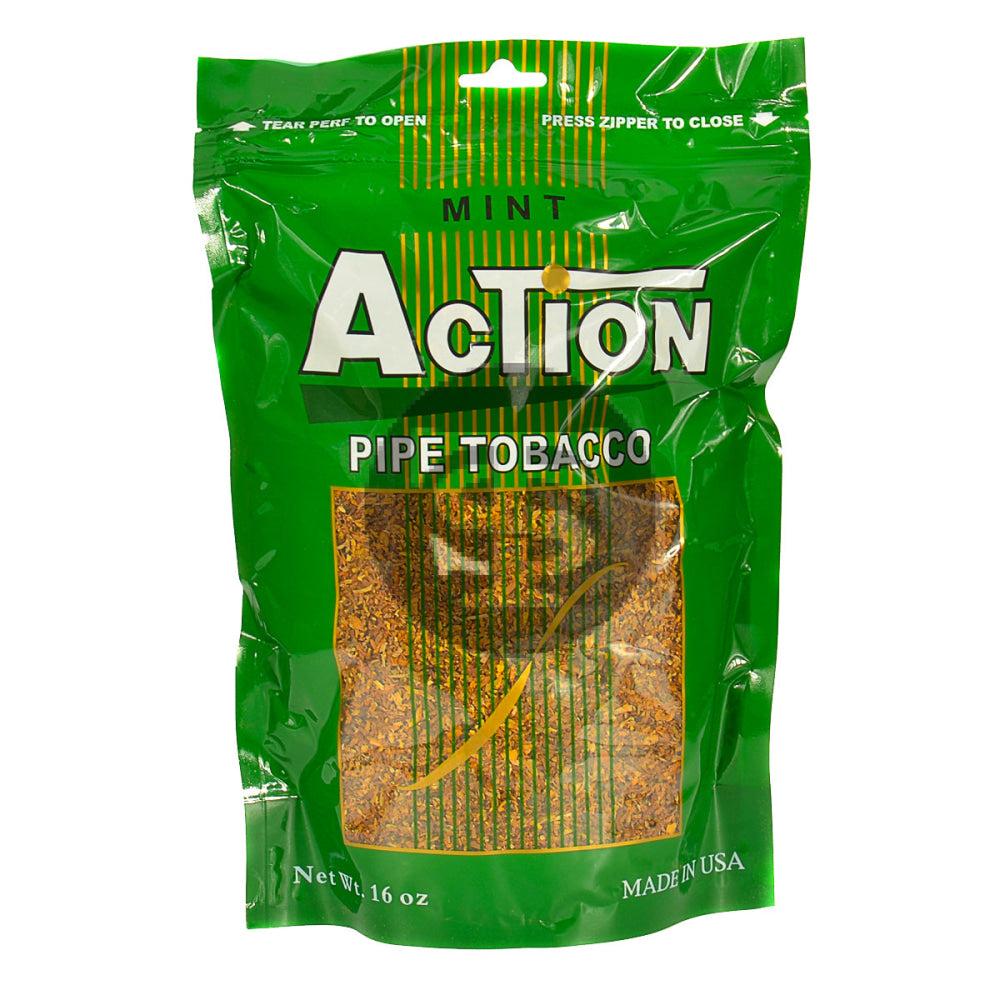 cigarette pipe tobacco Action Mint Pipe Tobacco 16 oz. Bag – Tobacco Stock