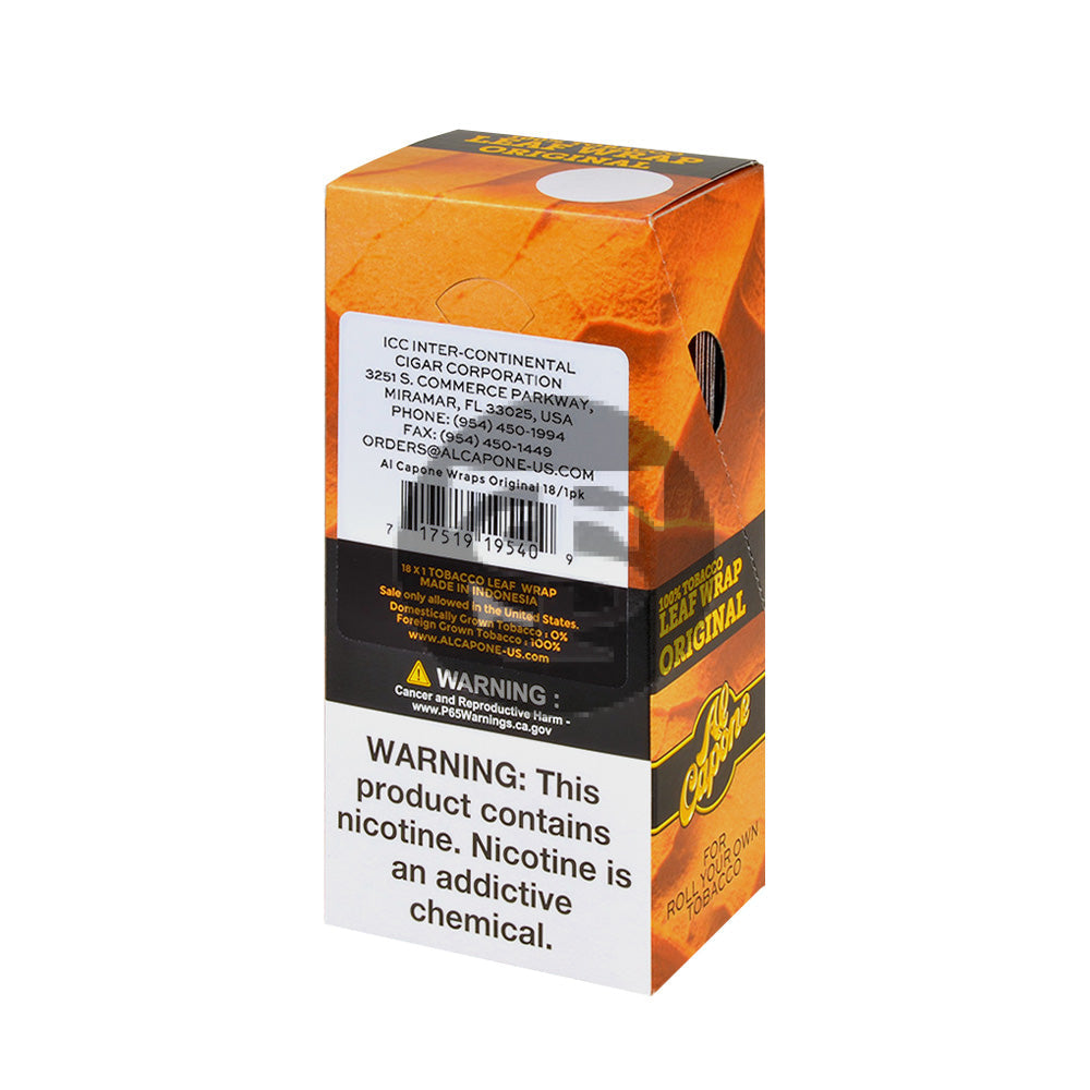 Al Capone Tobacco Leaf Wrap Pack of 18ct Original