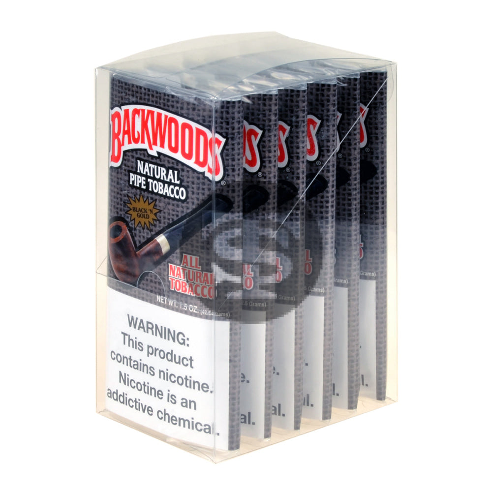 Backwoods Pipe Tobacco Black & Gold 1.5 Oz Pack of 6 1