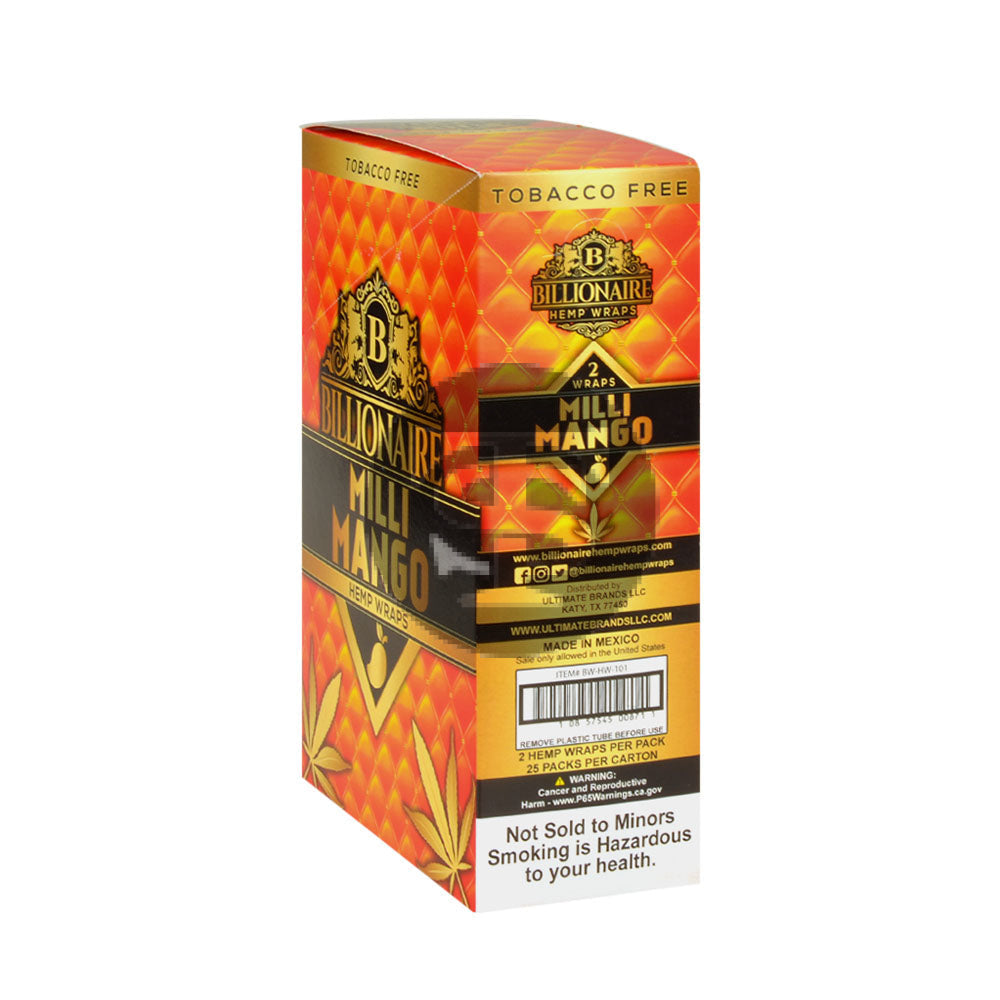 Billionaire Hemp Wraps 25 packs of 2 Milli Mango
