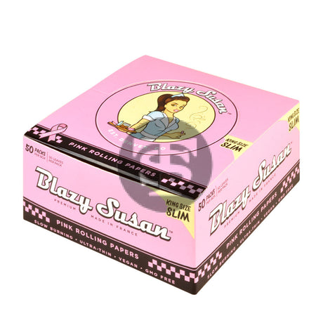 Blazy Susan Pink Rolling Papers King Size Slim Pack of 50