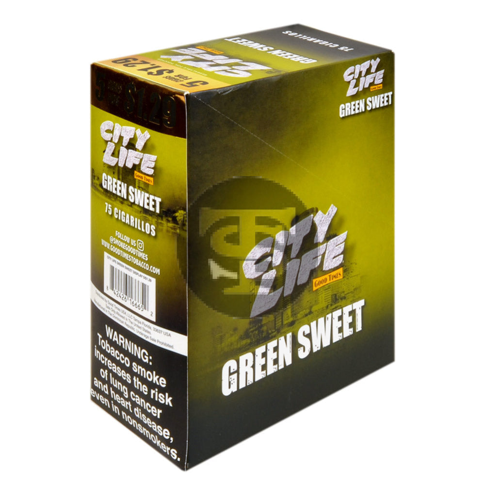 City Life Cigarillos 5 for $1.29 Green Sweet 15 Packs of 5