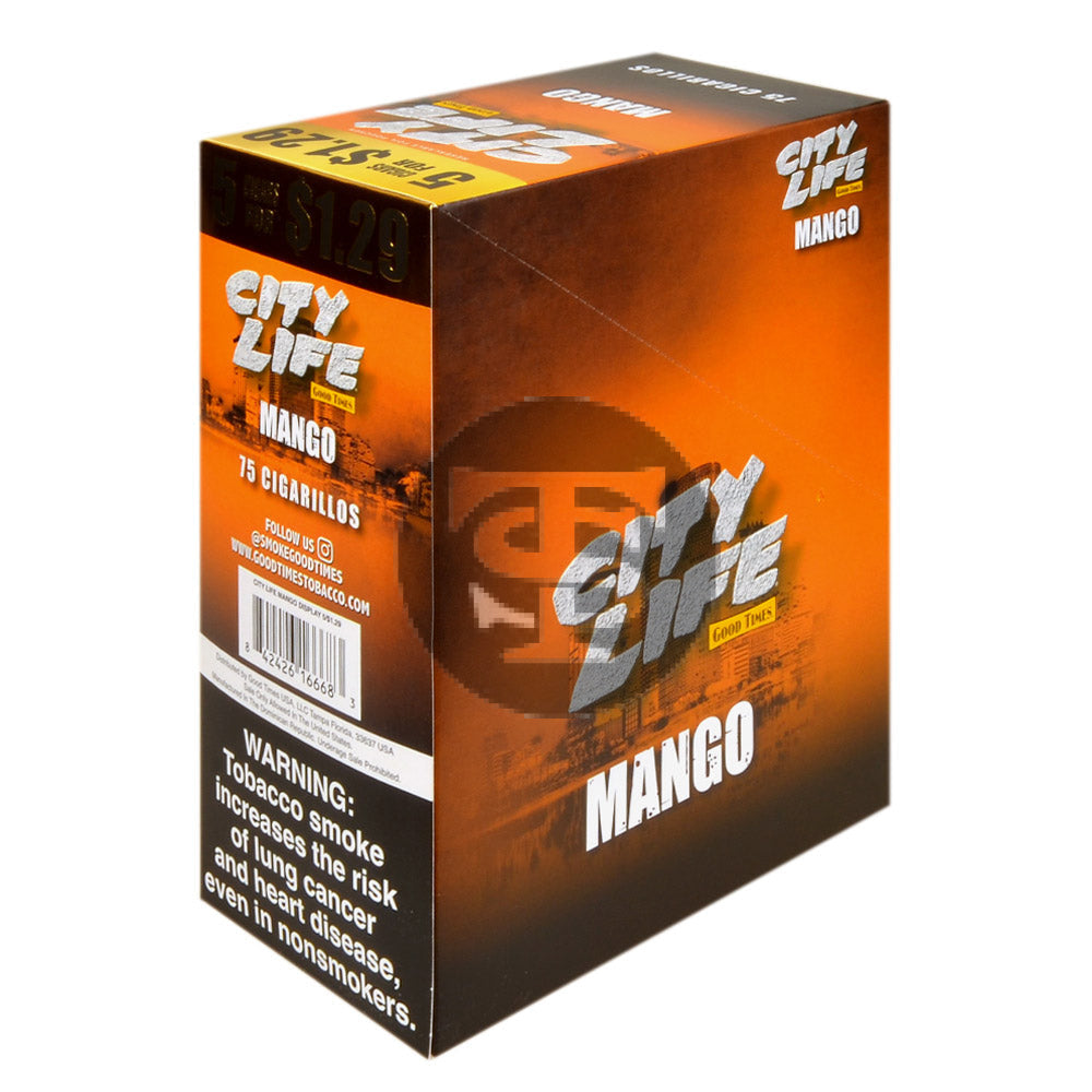 City Life Cigarillos 5 for $1.29 Mango 15 Packs of 5