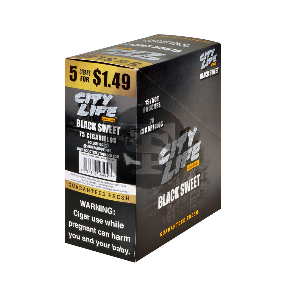 City Life Cigarillos 5 for $1.49 Black Sweet 15 Packs of 5