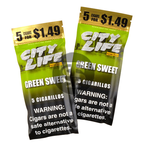City Life Cigarillos 5 for $1.49 Green Sweet 15 Packs of 5